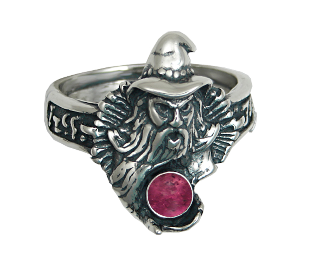 Sterling Silver Wizard Ring With Pink Tourmaline Size 5